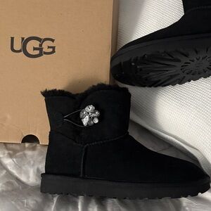 UGG Women's Black Boots with Jewel Detail sz 6 NWT